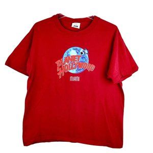 Vintage Planet Hollywood Mens Red T Shirt RARE Miami Single Stitch 90s Large